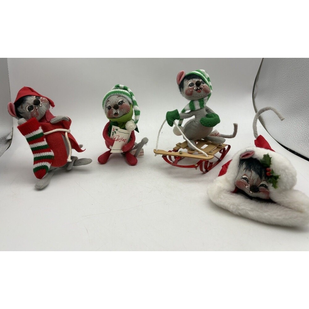 Vintage Annalee Christmas Mouse Lot 4 Mobility Dolls 1989 Holiday Decor